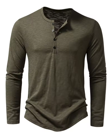 Men's Cotton Button Down Henley Shirt