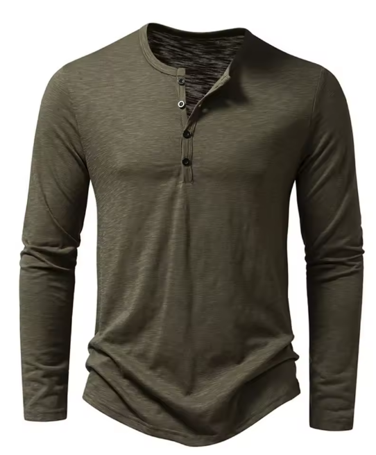 Men's Cotton Button Down Henley Shirt