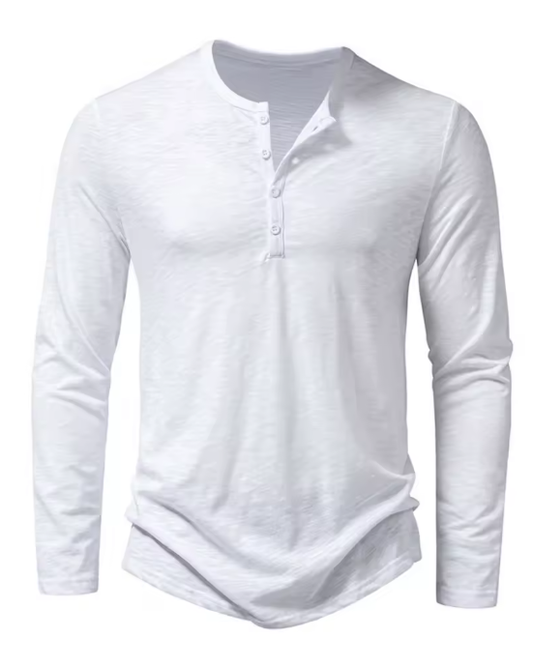 Men's Cotton Button Down Henley Shirt